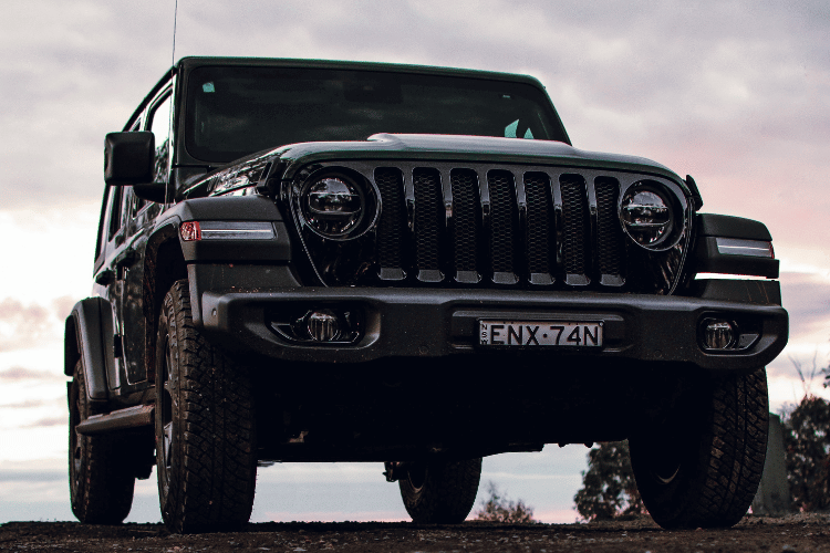 Black wrangler car, closeup