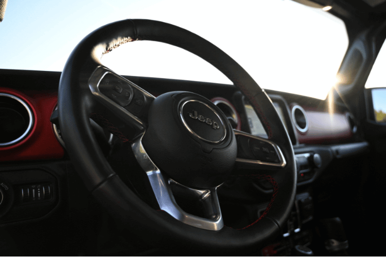 The interior of a Jeep car